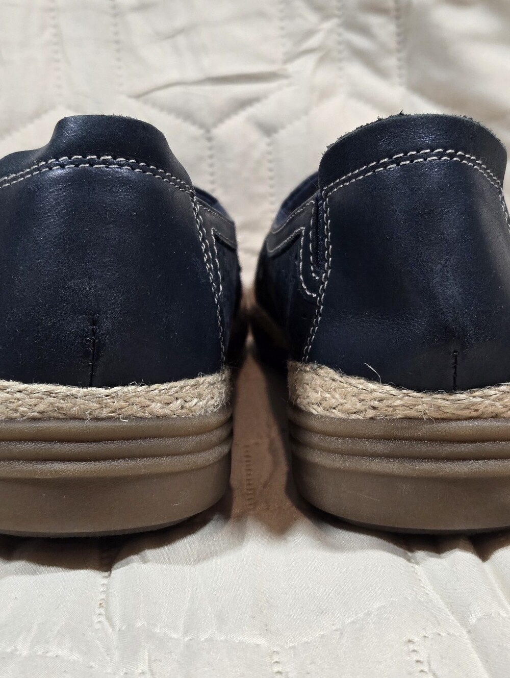 Womens Clarks Elaina Ruby Espadrille Slip-On Leather Flats - Navy Blue - Sz 9 - Picture 6 of 9